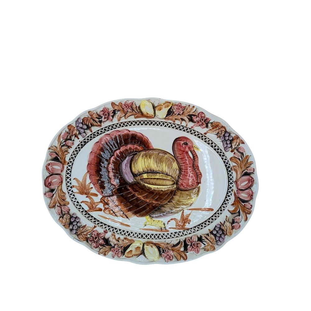 Stoneware Oval Turkey Platter 18 x 12 inches. Perfect for Thankgiving!